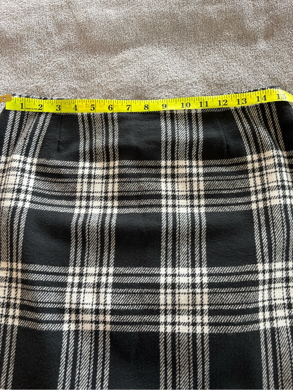 Black & White Plaid A-Line Skirt - Classic Windowpane - Picture 3 of 6